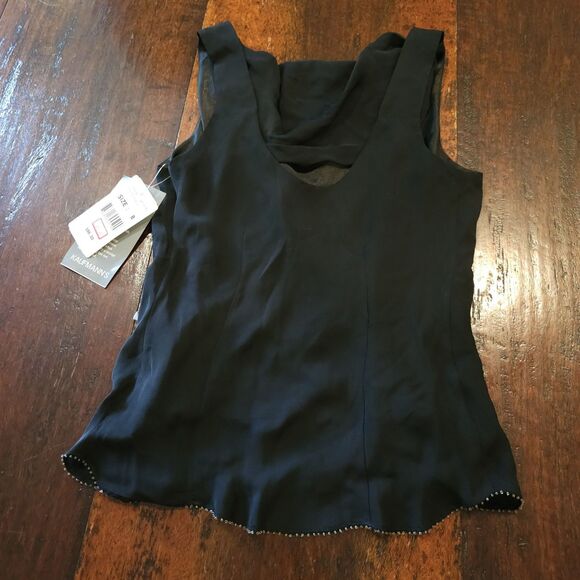 Vintage Kaufmann’s Silk Beaded Black Top Ribbon Beaded Formal Evening Shell Sz 8 - Picture 9 of 10